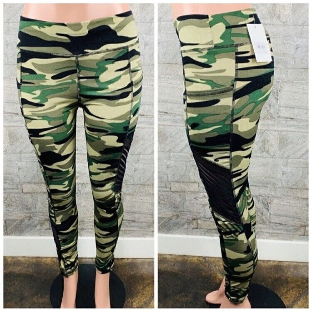 LIDA High Waisted Mesh Panel Camouflage Leggings size L/XL